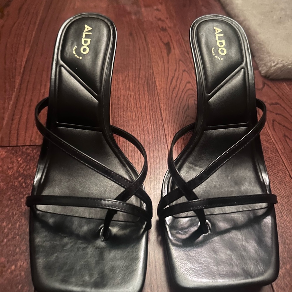 ALDO Black Strappy Pillow Walk Heels